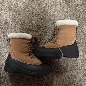 Tan and Black Winter Boots